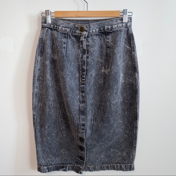 Vintage Acid Wash Grayish Pencil Skirt Size 10 - Picture 9 of 9